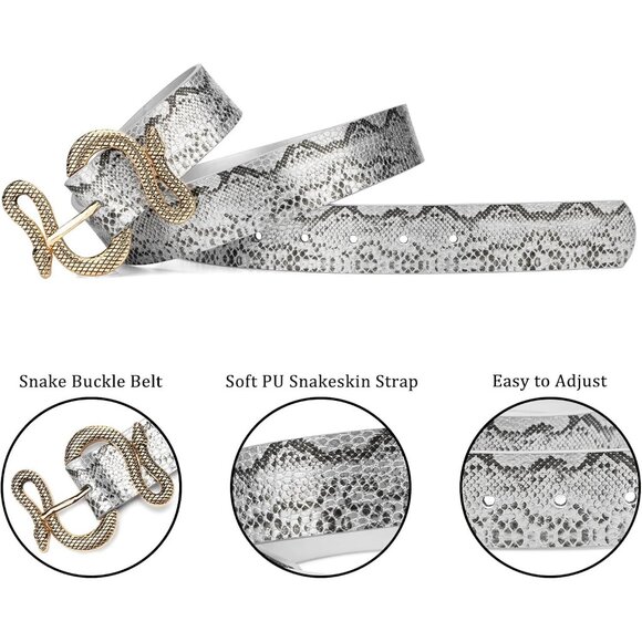 ⚡Vintage Gold Snake Belt for Women Faux Leather Fashion Belt for Jeans - Picture 4 of 6